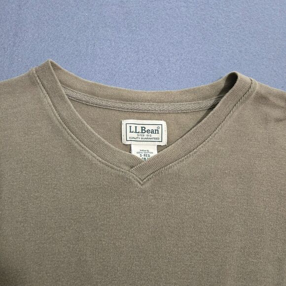 L.L. Bean Men S Reg Olive Green Long Sleeve V Neck Pullover Shirt Work Casual - Picture 3 of 9